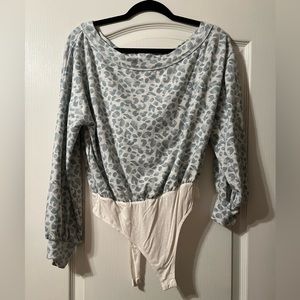 Blue cheetah print body suit